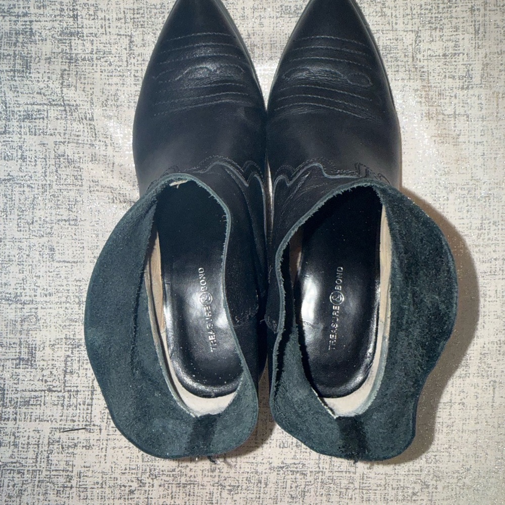 Treasure & Bond Black Pointed-Toe Western Ankle Boots - Picture 12 of 16
